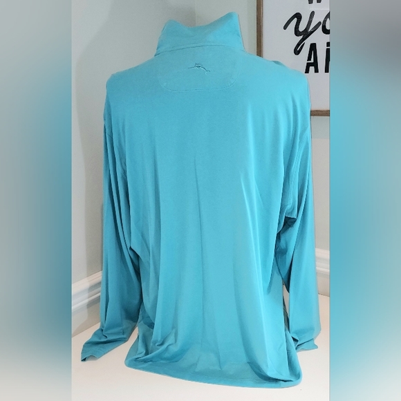 Tommy Bahama Aquamarine Blue High Neck Partial Zip Long Sleeve NWOT - Picture 4 of 7